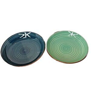 Gibson Home Color Vibes Stoneware Salad Bowls Set 2 Teal & Indigo 8.25in